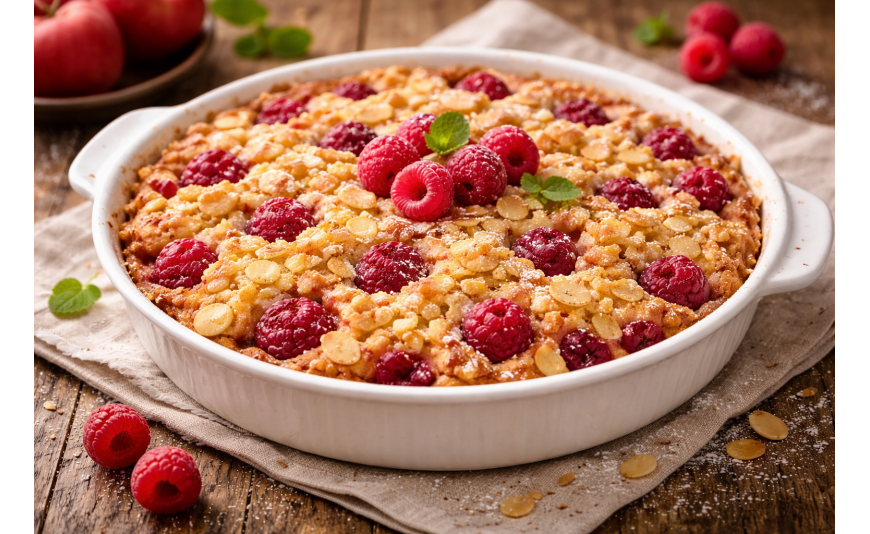 Crumble pommes framboises